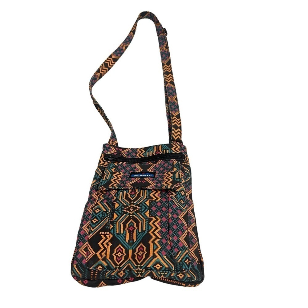 Kavu Keeper 100% Sustainable Cotton Tribal Crossbody Orange Black - Picture 4 of 13